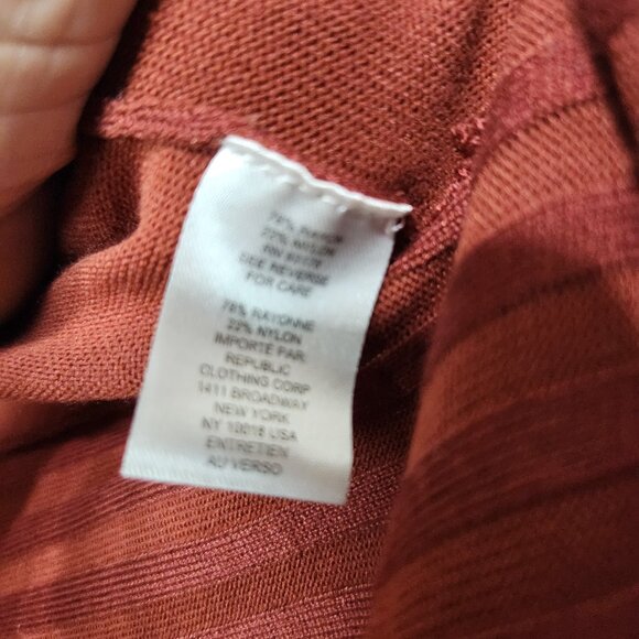 Chelsea & Theodore Open Cardigan Asymmetrical Ribbed Brown Women's Size Medium - Picture 7 of 16